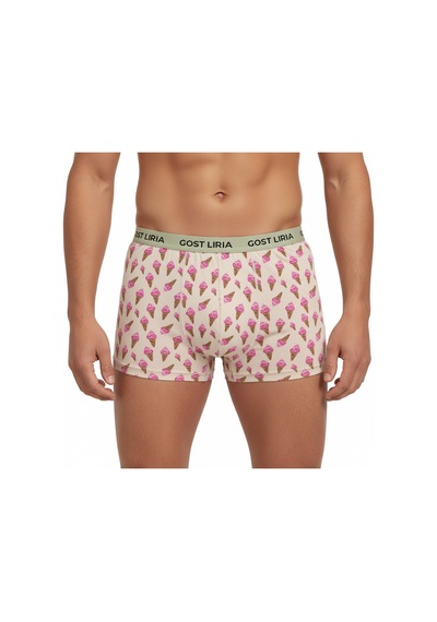 Gost Liria- İce Cream Desenli Erkek Boxer Ekru