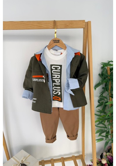 Miniğimin Cicileri Curplus Baskı Ceketli Tişört Ve Kot Pantolonlu Erkek Çocuk 4 Lü Takım - Yeşil Miniğimin Cicileri Curplus Baskı Ceketli Tişört Ve Kot Pantolonlu Erkek Çocuk 4 Lü Takım - Yeşil
