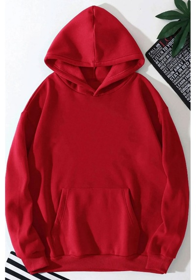 Medinenur Unisex Kelebek Baskılı Kapüşonlu Sweatshirt Kırmızı