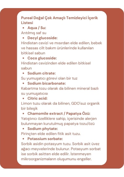 Pureal Doğal Çok Amaçlı Temizleyici 500 Ml Tekli