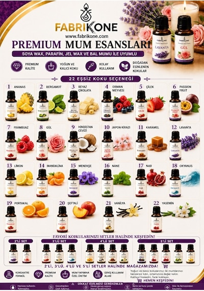 Premium Mum Esansı 5 Cc 2'li Set - Passion Fruit, Vanilya - Soya Wax, Parafin, Jel Wax Ve Bal Mumu Uyumlu Bkfab2pfvn5 Karışık