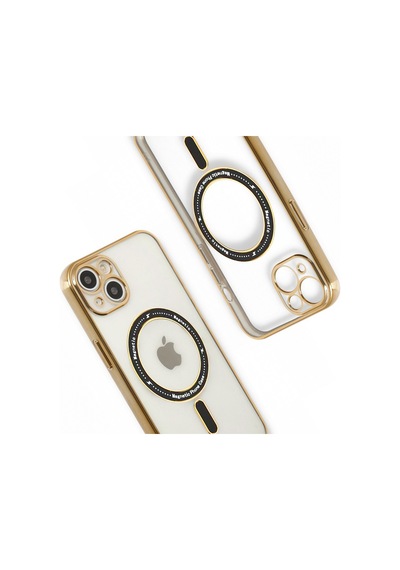 Apple Uyumlu iPhone 14 Kılıf Magsafe Özellikli Gold Seri Lazer Silikon Kapak