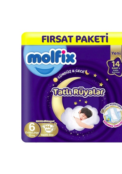Molfix Tatlı Rüyalar 6 Beden Bebek Bezi 48x3 144 Adet 6 Numara