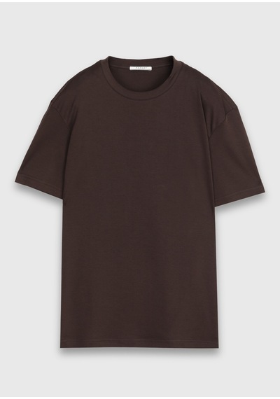 Ramsey Kahverengi Düz %100 Pamuk T-shirt
