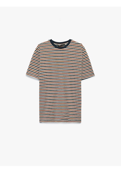 Koton Regular Fit Bisiklet Yaka Kısa Kollu Çizgili Tişört Lacivert Çizgili 6sam10379mk