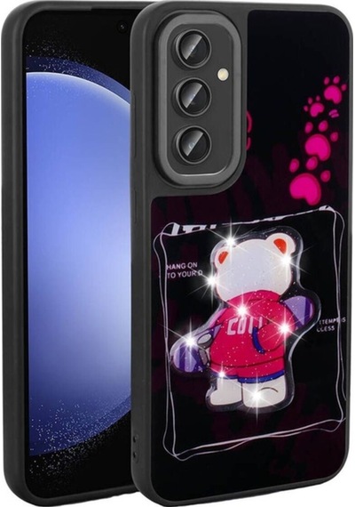 Galaxy S23 Fe Kılıf Parlayan Kabartmalı İkonik Figürlü Zore Amas Silikon Kapak Siyah