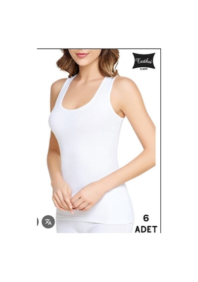 Tutku Geniş Askılı Atlet 6lı Beyaz