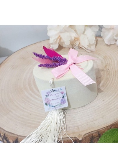 Toptanh.Dükkanı Natural Süslü Flok Oval Kutu Nikah Şekeri(30 Adet)