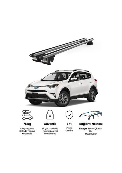 Venüs Toyota Rav4 2013-2018 Uyumlu Gri Ara Atkı Port Bagaj Tavan Barı
