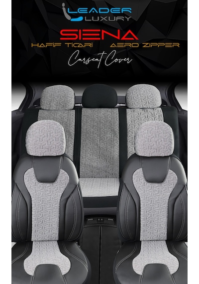 Renault Kangoo E-tech 2+1 Deri Detaylı Oto Koltuk Kılıfı Ön Arka Set Siyah Füme Siena Model Fs