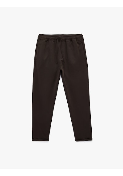 Koton Duble Paça Cepli Straight Fit Beli Bağcıklı Pantolon Kahverengi 6sam40013hk Kahve