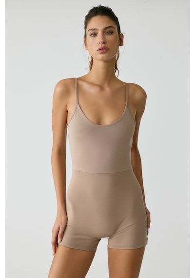 Grimelange Urban Beat Alesıa Kadın Slim Fit İp Askılı Training Vizon Tulum Vizon