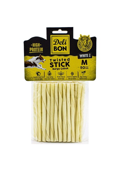 Doggie Delibon Gerçek Deriden Kalın Burgu Çubuk, Thıckx50pcs., Beyaz