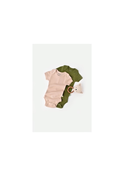 Rebebe Babycosy Modal 2 Li Kısa Kollu Bebek Badi - Bebek Body - Csym1121 (544642824) Yeşil - Pudra