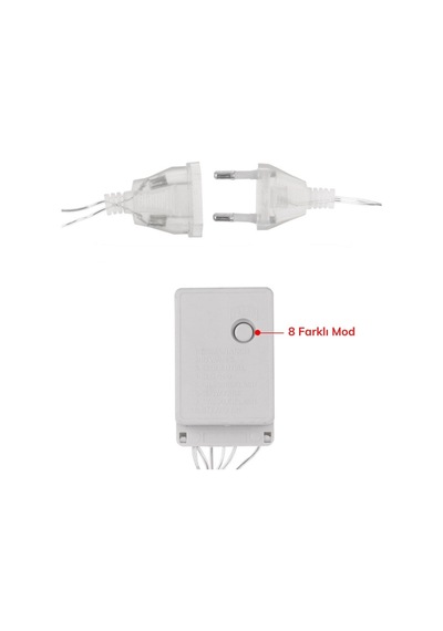 Plentiful 8 Fonksiyonlu 16 Saçaklı Perde Led 3 X 1 Günışığı Beyaz
