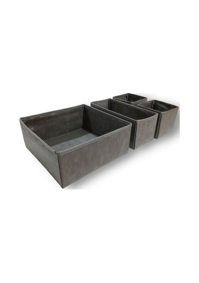 Antrasit 4'lü Çekmece Içi Düzenleyici Organizer Set - Çok Amaçlı Dolap Içi Kutu Seti Kumaş Gri Diğer