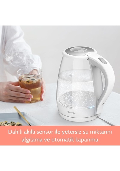 Deerma Sh30w 1,7lt Mavi Işıklı Cam Kettle & Su Isıtıcı