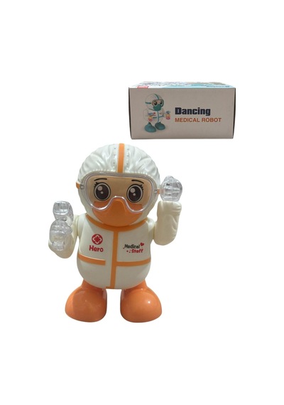 Robot Pilli Işıklı Sesli Müzikli Medical Dancing Robot 18 Cm Robot