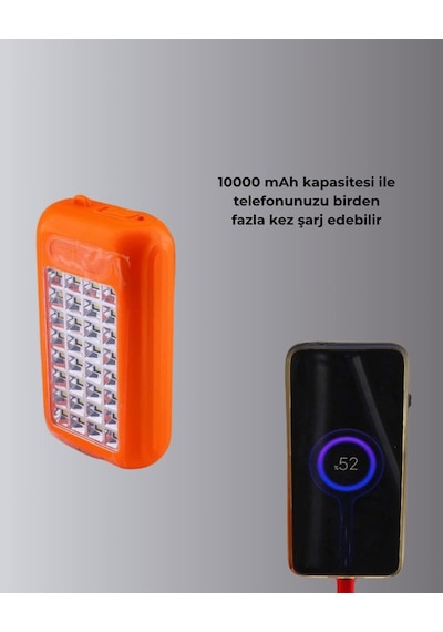 Gold Silver Gs-875 Güneş Enerjili Powerbank Ve 32 Led Işıldak Turuncu