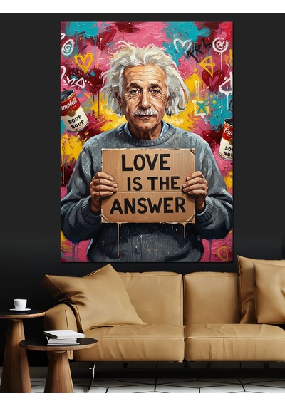 Albert Einstein Aşkın Tatlı Dili Dekoratif Kanvas - Mdf Ahşap Tablo