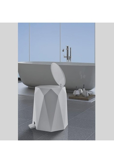 Omnipazar Elf-476 Geo Plastik Pedallı Çöp Kovası 4 Litre Taş Gri