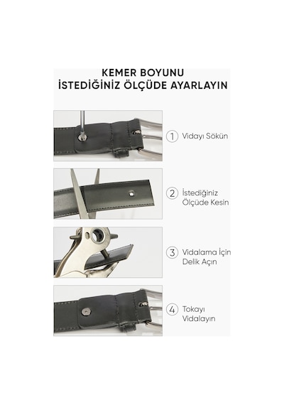 Ac&co / Altınyıldız Classics Erkek Siyah Casual Suni Deri Jean Kot Kemeri Siyah