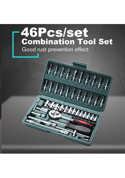 46 Parça Lokma Takımı Otomatik Cırcırlı 1/4" Wrench Set Anahtar t