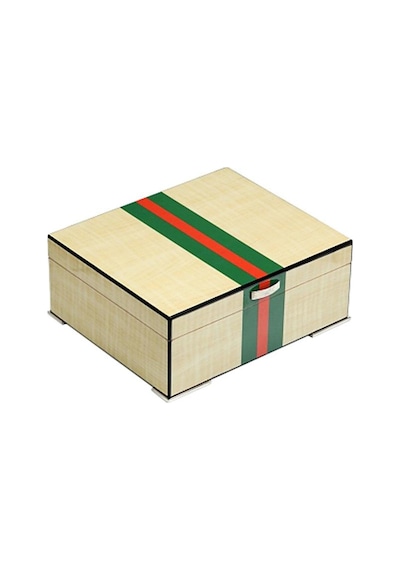 Gucc İtaly Humidor Puro Kutusu Yeşil/kırmızı Akçaağaç 40's