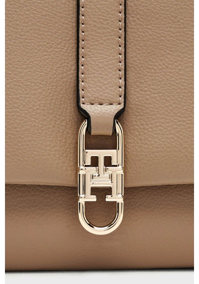 Tommy Hilfiger Logolu Çıkarılabilir Askılı Çanta Kadın Çanta Aw0aw19195 R06 Açık Kahve Kahverengi