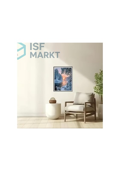 Elmas Boyama Seti - Karlı Nehir Manzarası Tam Yuvarlak Taşlı Dıy 30x40 Cm