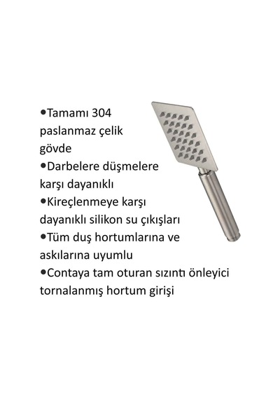 Paslanmaz 304 Çelik Kireç Kırıcı Sistemli Duş Başlığı El Duşu Duş Başlığı Gri Paslanmaz Çelik Diğer