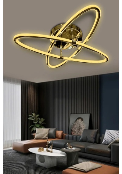 Atom 2 Kollu Çift Yönlü Kumandalı İthal Modern Yüksek Işık Güclü Led Avize - Gold Gold