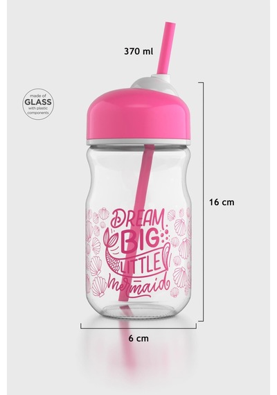 Renga Bubble Kids Dream Big Desenli 370 Ml Pipetli Cam Şişe 182027 Fuşya