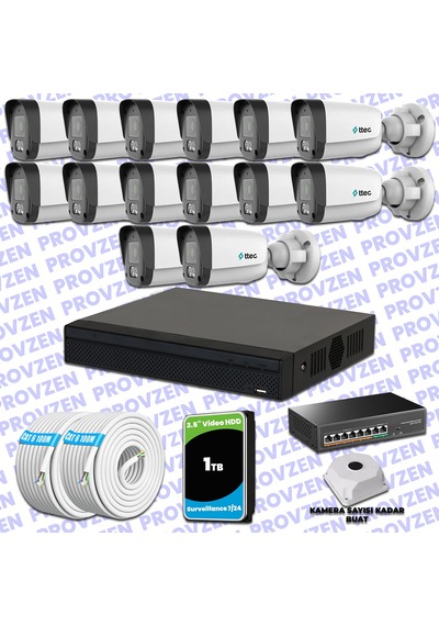 Provzen Ttec Hikvision 14 Kameralı Ip Full Hd Mikrofonlu Güvenlik Kamerası
