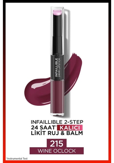 Infaillible 2-step 24 Saat Kalıcı Likit Ruj & Balm - 215 Wine Oclock Çok Renkli