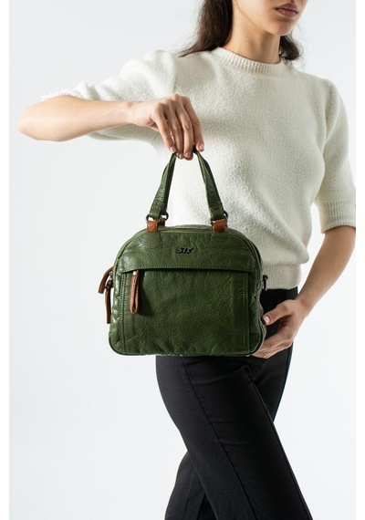 Baginn Retro Vegan Deri Günlük Kadın Postacı Çanta Çapraz Askılı Omuz Çantası Yıkama Suni Deri 27 23 Cm Yeşil