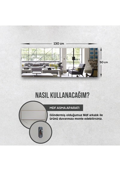 Decorita Düz Güneş Desen Kanallı 130x50CM Cam