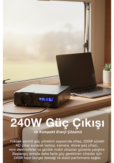 240w Taşınabilir Güç İstasyonu 41600 Mah Kablosuz Şarjlı Solar Destekli Hızlı Şarj 154wh Kapasiteli