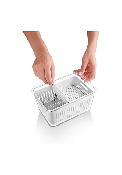 Beyaz 2'li 2,5 Litre Süzgeçli Bölmeli Organizer Buzdolabı Hava Geçirmez Saklama Kabı Diğer