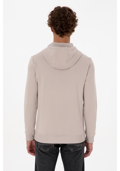 U.S. Polo Assn. Erkek Regular Fit Kapüşonlu Taş Basic Sweatshirt 50315663-VR049
