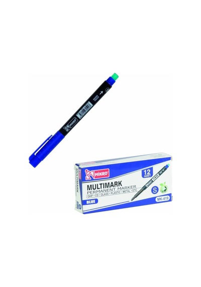 Mikro Asetat Kalemi Permanent S Seri Mavi Mk-419 12 Adet Mavi