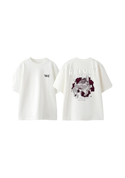 Thewert Ravenecy Agency Tasarım Sırt Baskılı Pamuk Beyaz Oversize T-shirt