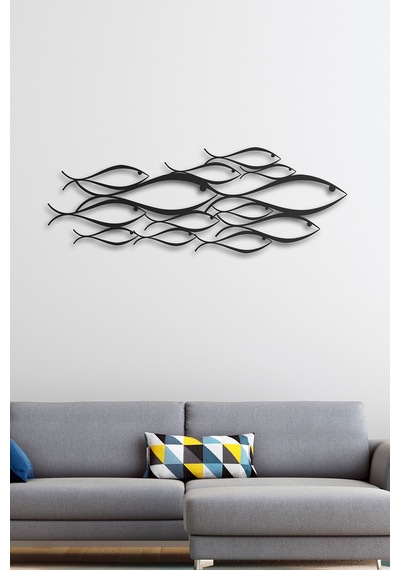 School Of Fish Metal Duvar Dekorasyonu - Siyah
