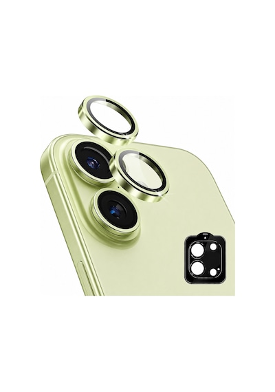 Safir Lens İphone 17 Uyumlu Kolay Kurulum Aparatlı Alüminyum Çerçeveli 9h Kamera Lens Koruyucu Yeşil