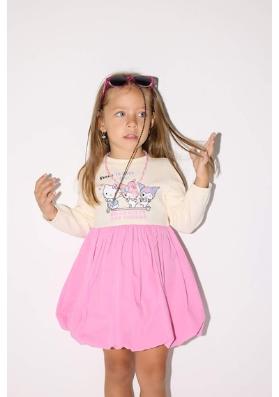 Defacto Kız Bebek Hello Kitty Uzun Kollu Fitilli Kaşkorse Elbise G0370a525wnpn179 Pembe