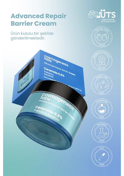 Cosmogenesis Labs Bariyer Güçlendirici Yüz Kremi 50ml - Su Bazlı Nemlendirici Yatıştırıcı Vegan (Prebiyotik - Skualen)