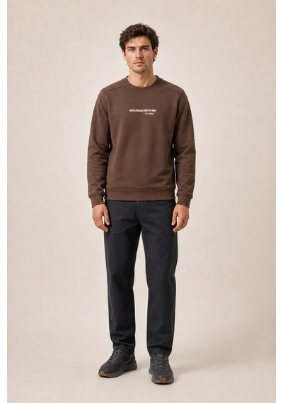 Redline Takes Bisiklet Yaka Kışlık Regular Fit Sweatshirt Kahve