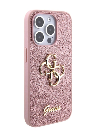 Apple Uyumlu iPhone 15 Pro Max Kılıf Guess Lisanslı 4g Büyük Metal Logolu Glitter Kapak Siyah