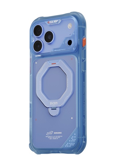 Apple Uyumlu iPhone 18 Pro Uyumlu Kılıf M-safe Şarj Özellikli Standlı Skinarma Saturn Kapak Mavi