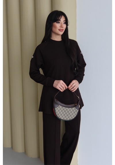 Balenbi Omuz Çıtçıt Detaylı Bisiklet Yaka Oversize Modal Tesettür Takım 1178 Kahverengi Balenbi Omuz Çıtçıt Detaylı Bisiklet Yaka Oversize Modal Tesettür Takım 1178 Kahverengi